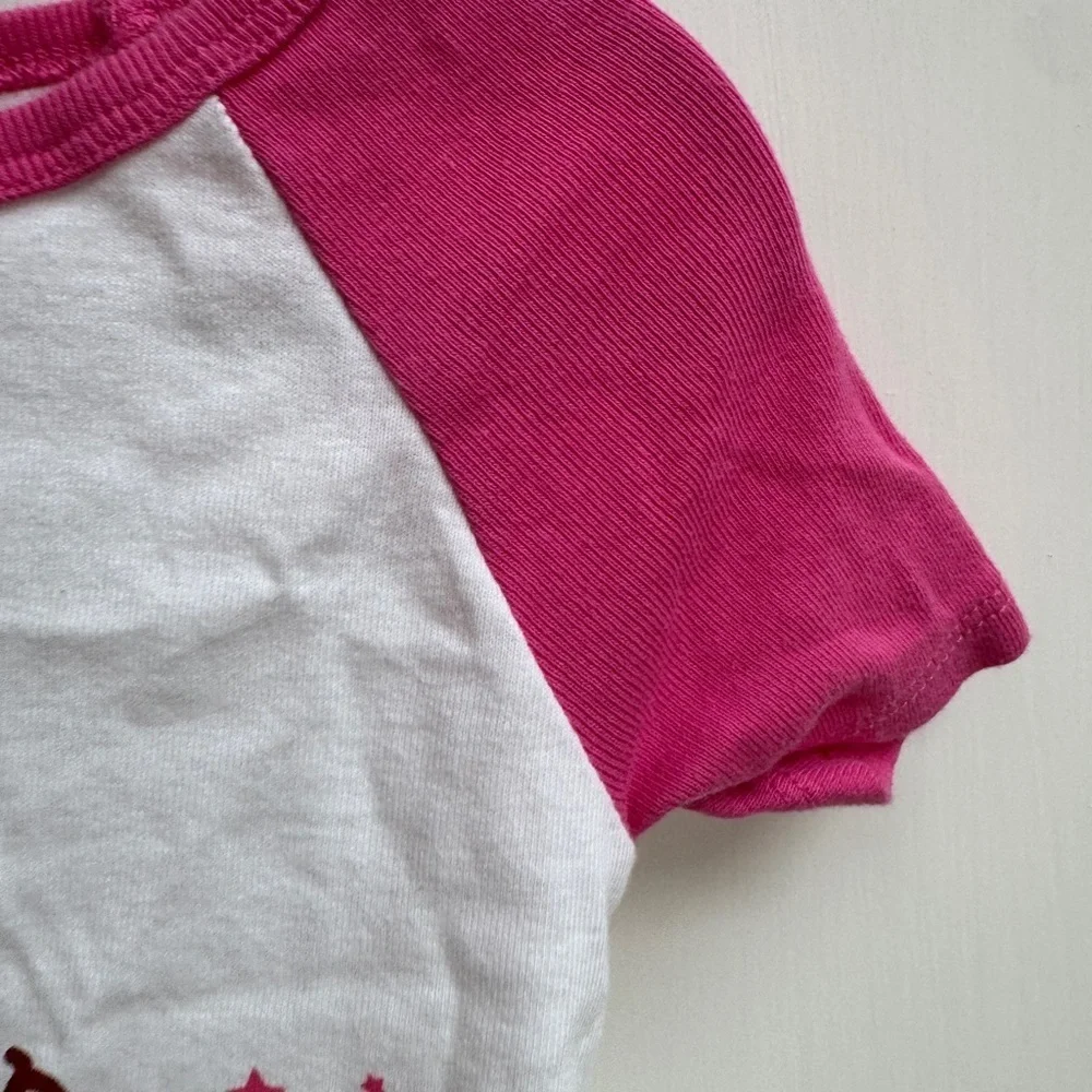 NWOT Member’s Mark Girls 3T Pink White Dream Like a Unicorn Short Sleeve Pj Top